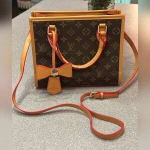 Louis V Brown and Tan Monogram Handbag
